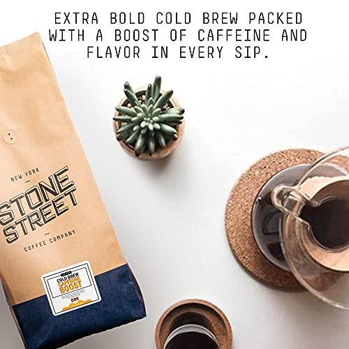 STONE STREET COFFEE COMPANY Stone Street Cold Brew Coffee, High Caffeine ‘Boost Blend’, Coarse Ground Coffee, Dark Roast, 2 LB