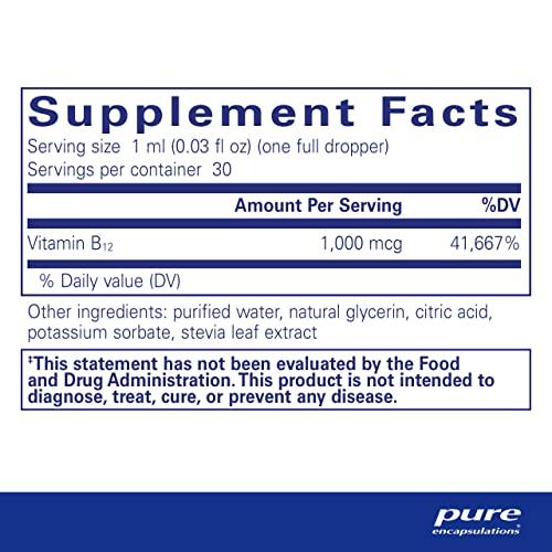 Pure Encapsulations Pure Encapsulations B12 Liquid | 1,000 mcg Vitamin B12 (Methylcobalamin) Supplement to Support Nerves, Immune Health, Energy, and Cognitive Function* | 1 fl. oz.