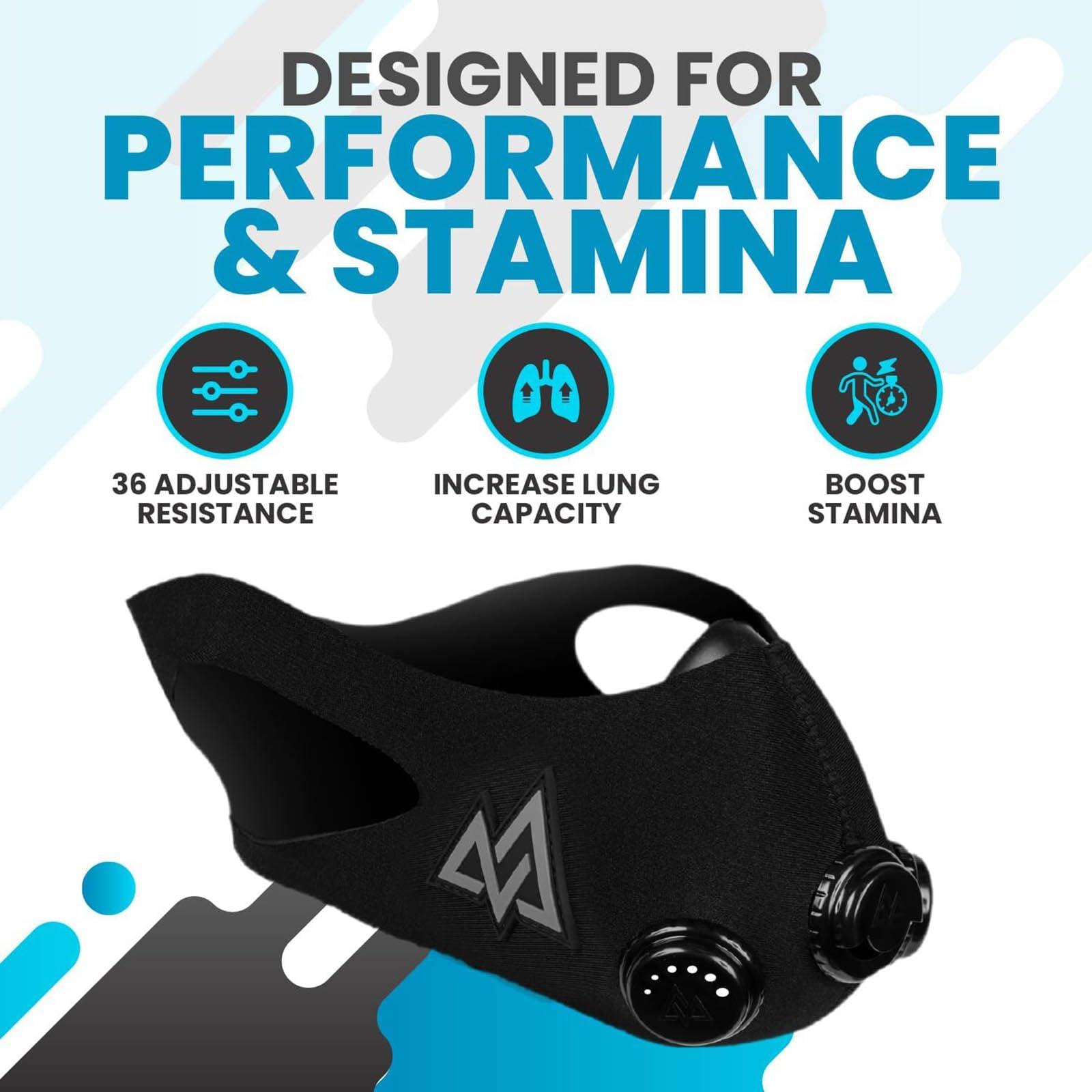 TRAININGMASK TRAININGMASK Elevation Training Mask 2.0 Blackout + Spray Clean - Multi-Patented with Clincal Studies,Stamina, Endurance (Medium)