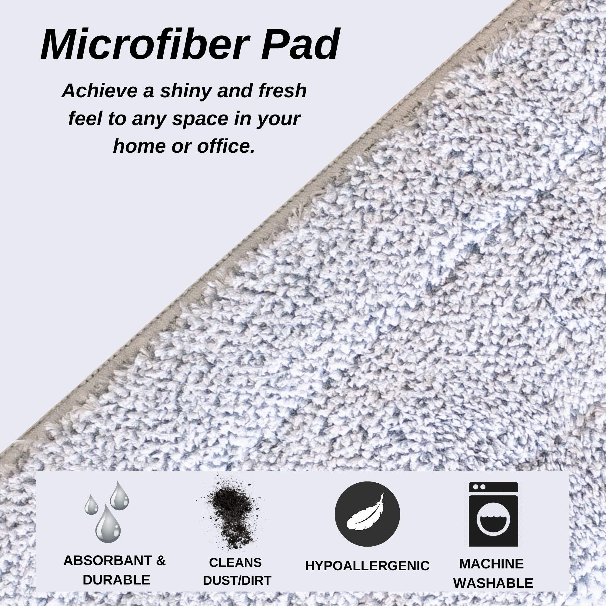 Rhodium Floors Black Flat Floor Mop and Bucket Set, Stainless Steel Bucket and Telescopic Handle, 2 Washable Mop Pads, Professional Home and Office Cleaner for All Types of Floors, Hardwood, Laminate, Tile