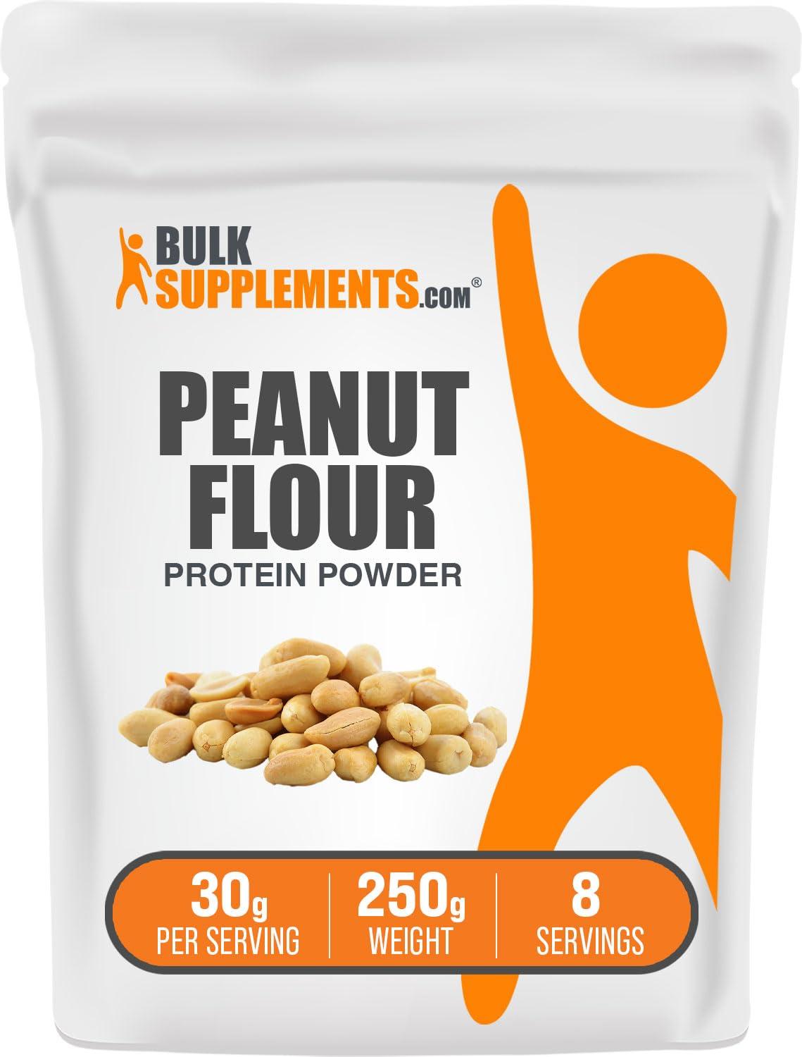BULKSUPPLEMENTS.COM BulkSupplements.com Peanut Flour Protein Powder - Deffated Peanut Flour, Peanut Protein Powder - Peanut Protein Flour, Gluten Free, 30g per Serving, 250g (8.8 oz) (Pack of 1)