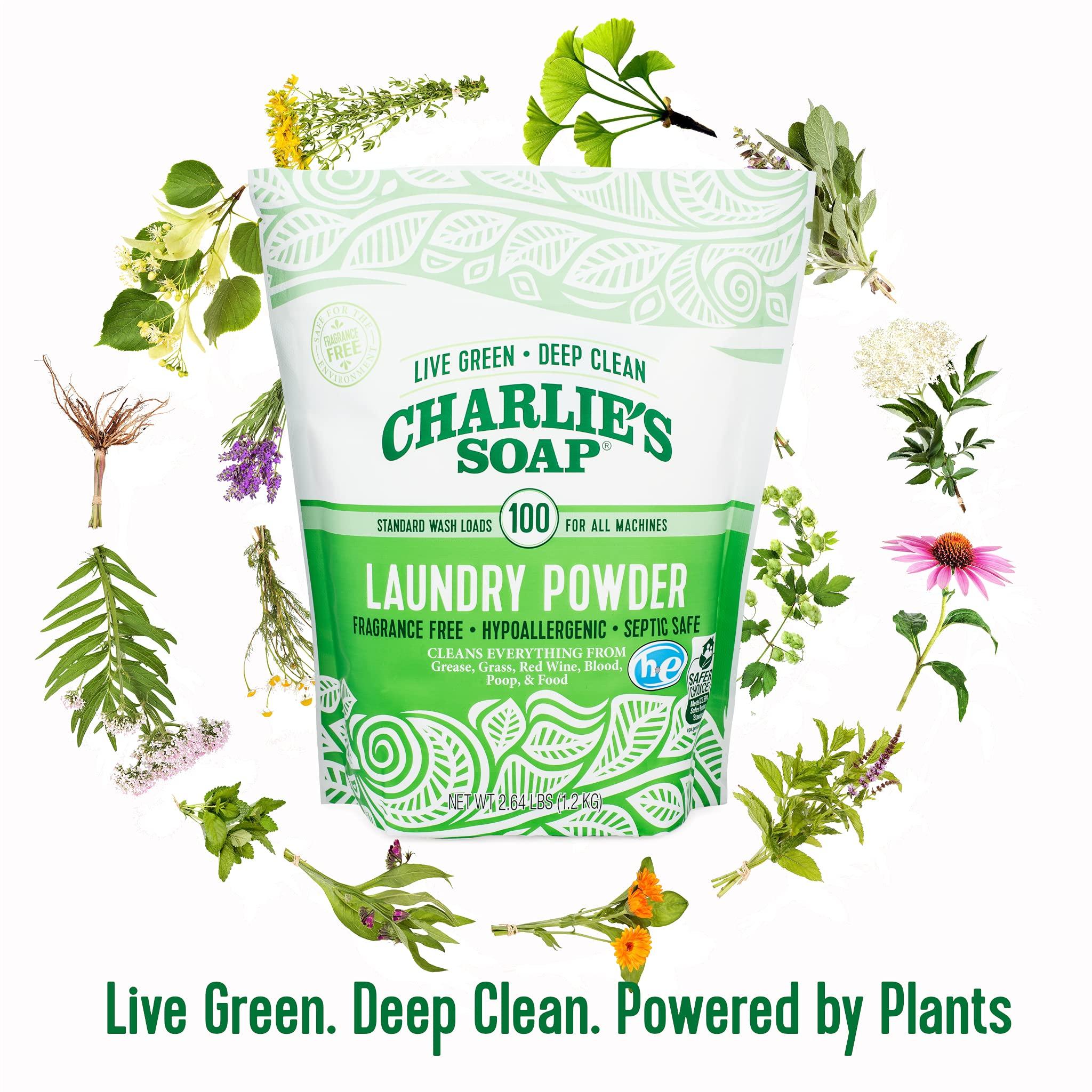 Charlie's Soap Charlie’s Soap Laundry Powder (100 Loads, 3 Pack) Hypoallergenic Deep Cleaning Washing Powder Detergent – Eco-Friendly, Safe, and Effective