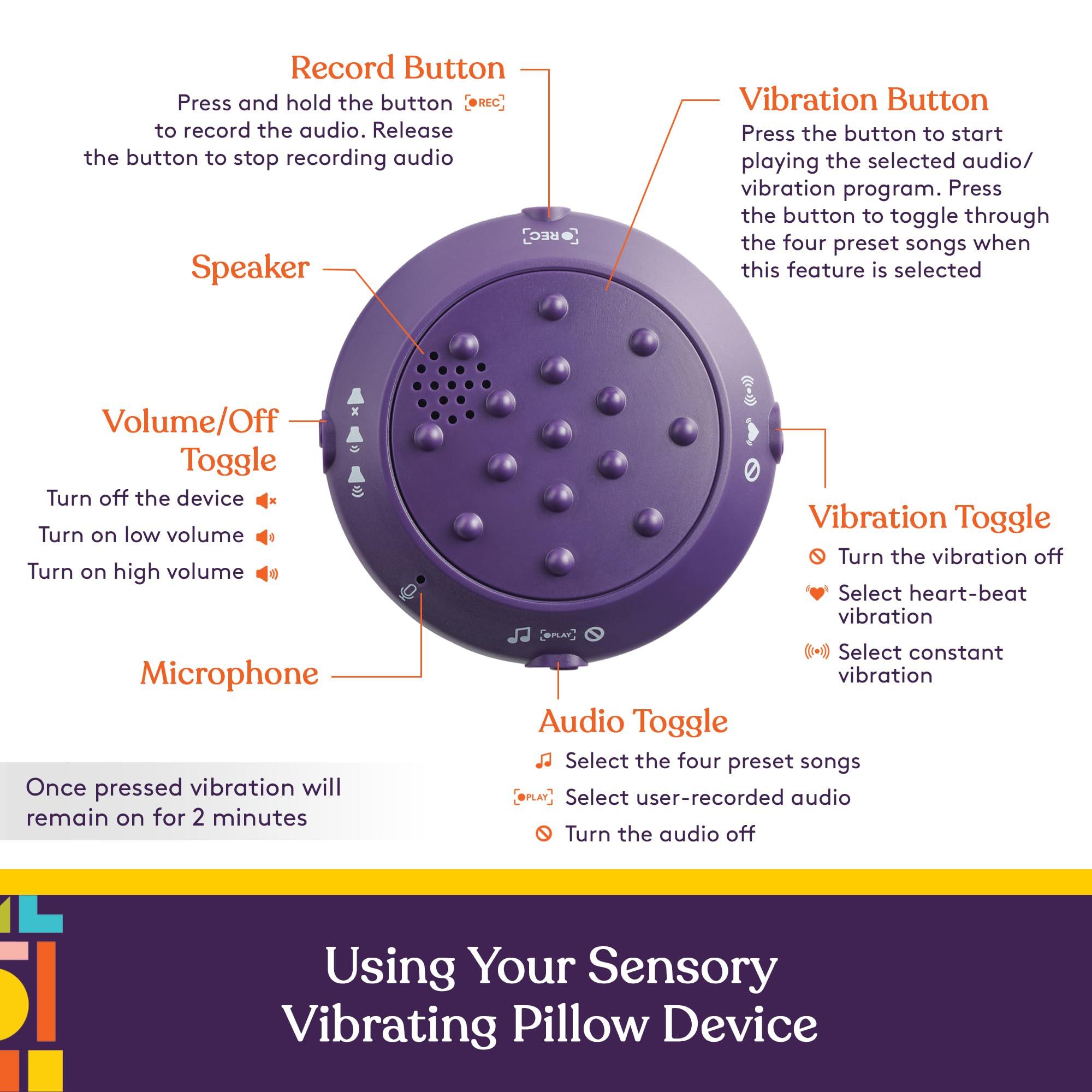 Special Supplies Special Supplies Vibrating Pillow Sensory Pressure Activated for Kids and Adults, 12 x 12 Plush Minky Soft Cover, Colorful