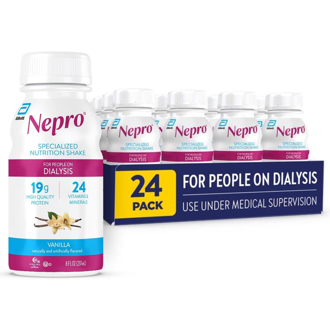 Nepro Nepro Nutrition Shake for People on Dialysis, With 19 Grams of Protein, 420 Calories, Homemade Vanilla, 8 fl oz, Pack of 24
