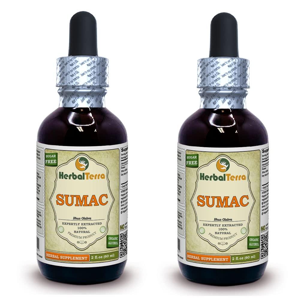 Herbal Terra LLC Sumac (Rhus glabra) Tincture, Dried Berries Liquid Extract (Brand Name: HerbalTerra, Proudly Made in USA) 2x2 fl.oz (2x60 ml)