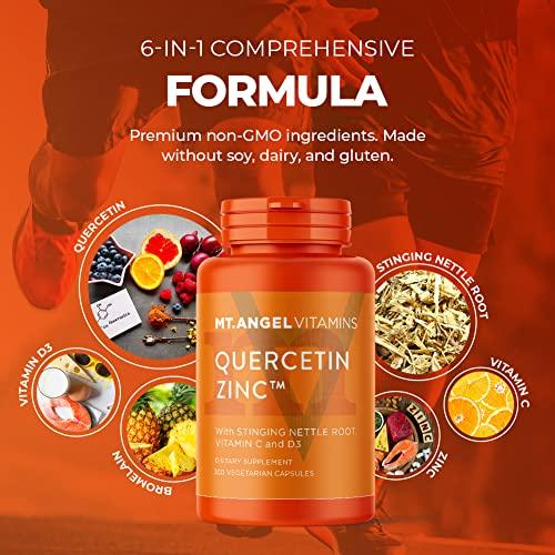 Mt. Angel Vitamins Mt. Angel Vitamins - Zinc Quercetin with Bromelain Supplement Immune Support & Respiratory Health - Quercetin 500mg Capsules | Zinc 50mg | Vitamin C Capsules | Immune Booster for Adults - 120ct.