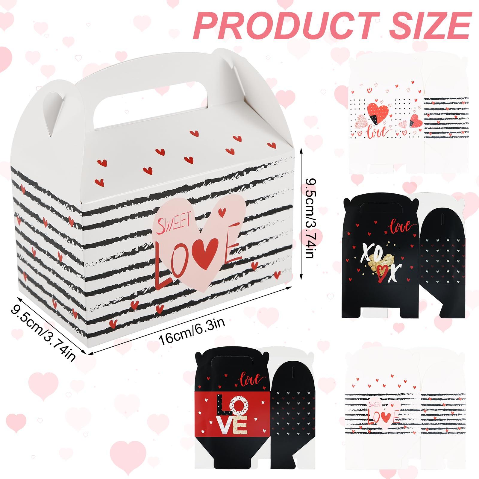 PEUTIER PEUTIER 12pcs Valentine\'s Day Gift Box, Heart Theme Candy Boxes Love Printed Bakery Boxes Sweet Colorful Goody Bag Cookie Treat Cardboard Box for Kids Party Favor Classroom Exchange Prizes