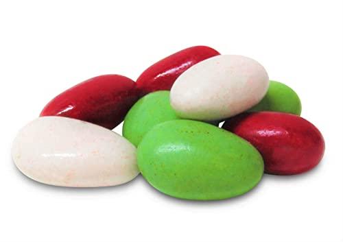 It's Delish Christmas White, Red & Green Jordan Almonds by Its Delish, 3.5 lbs. Jumbo Reusable Container | Candied Almonds with Sweet Hard Candy Coating - Perfect for Christmas Themed Parties - USA Made & Vegan