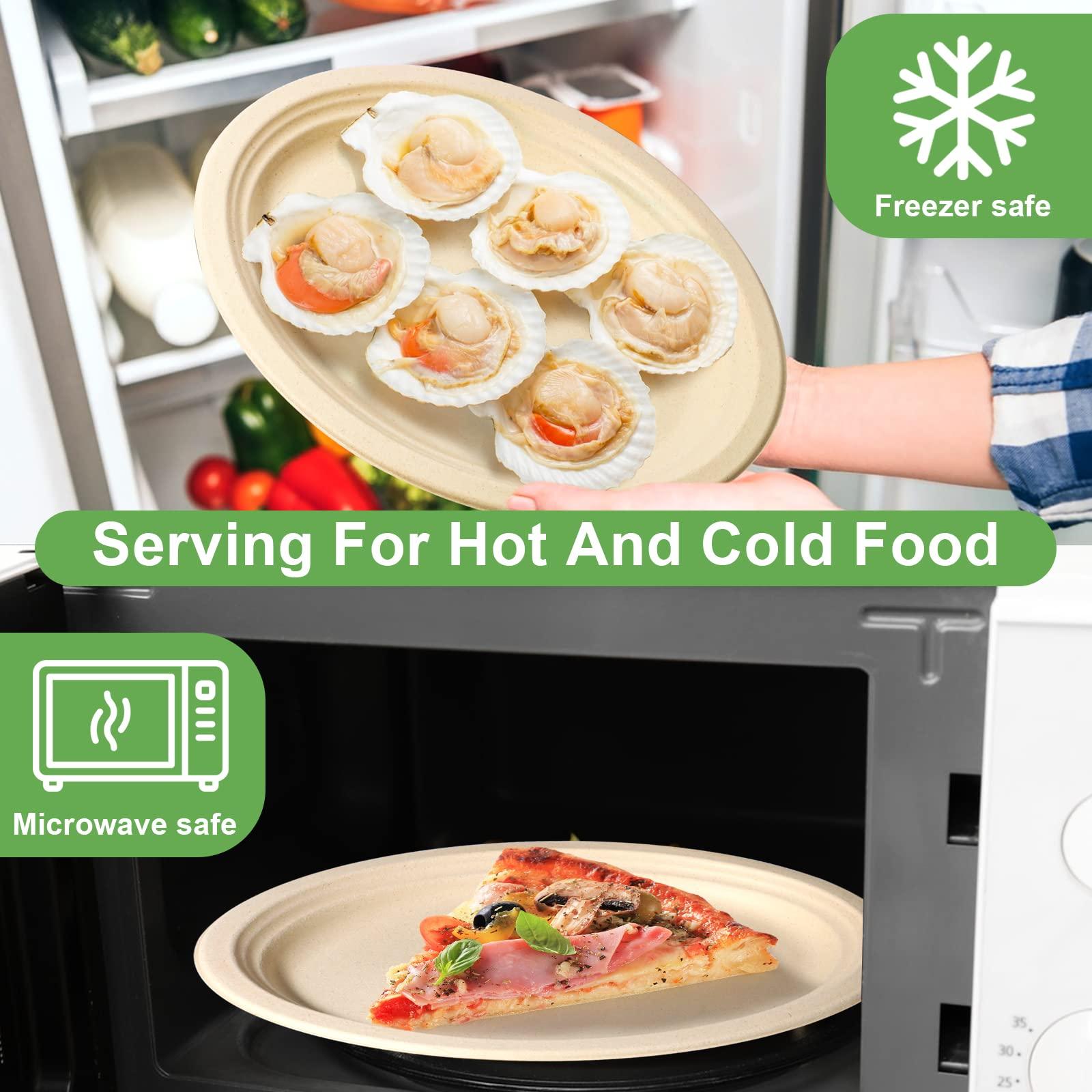 EcoAvance 12 inch Large Paper Plates, 100 Pack Oval Paper Plates, 100% Compostable Recycled Paper Plates, Eco Friendly Disposable Plates, Brown Paper Plates Heavy Duty, Paper Dinner Plates