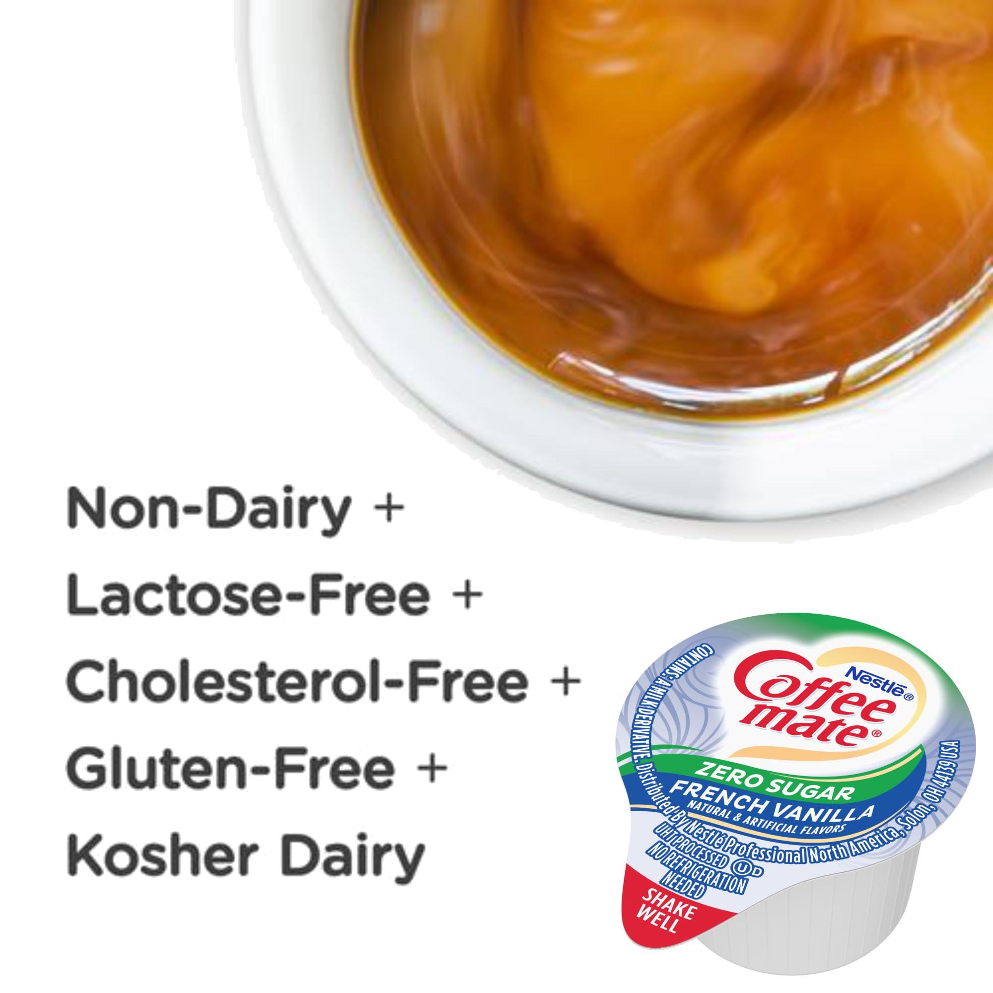 By The Cup Nestle Coffee mate Liquid Coffee Creamer Singles, Zero Sugar French Vanilla, 50 Ct Box (Pack of 2) with Coffee Scoop