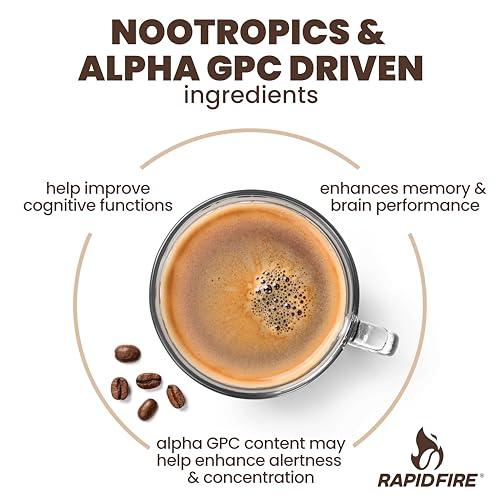 Rapid Fire Rapidfire Smart-Brew, Nootropics Coffee, High Performance Infused Coffee Pods, Supports Energy and Brain Function, Coffee Concentrate, 16 Count