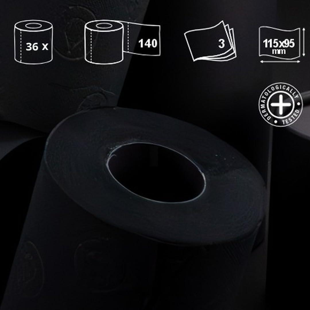 Renova Renova 3 Ply Soft Black Toilet Loo Tissue Paper Lightly Scented 6 roll pack x 6