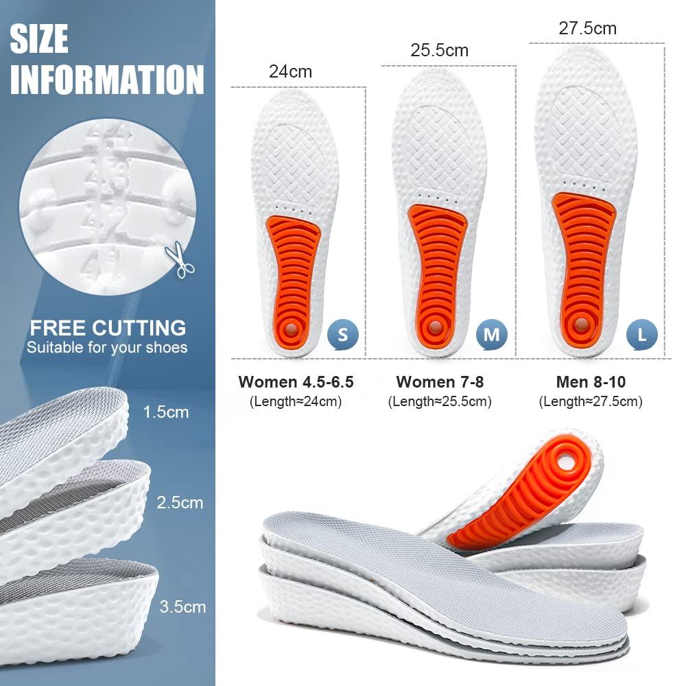 YURRUON Height Increase Insole Elastic Shock Absorbing Sports Shoe Insoles, Heel Lift Inserts Elevator Insoles for Men & Women
