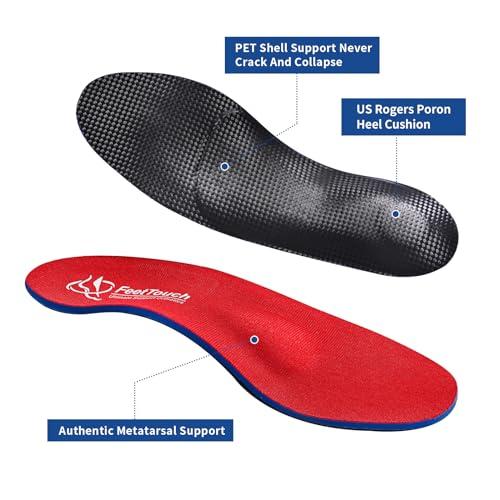 FEETTOUCH (230+lbs)FeetTouch Strong Arch Support Orthotics for Metatarsalgia Morton\'s Neuroma,Ball of Foot Pain Relief Inserts Plantar Fasciitis Flat Feet with Poron Heel Cushion