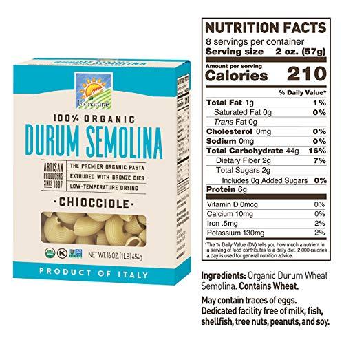 bionaturae Bionaturae Chiocciole Pasta Noodles - Durum Semolina Pasta, Kosher, High Protein, Non-GMO, USDA Certified, Durum Semolina Chiocciole, Chiocciole Pasta Organic, Crafted in Italy - 16 Oz, 6 Pack