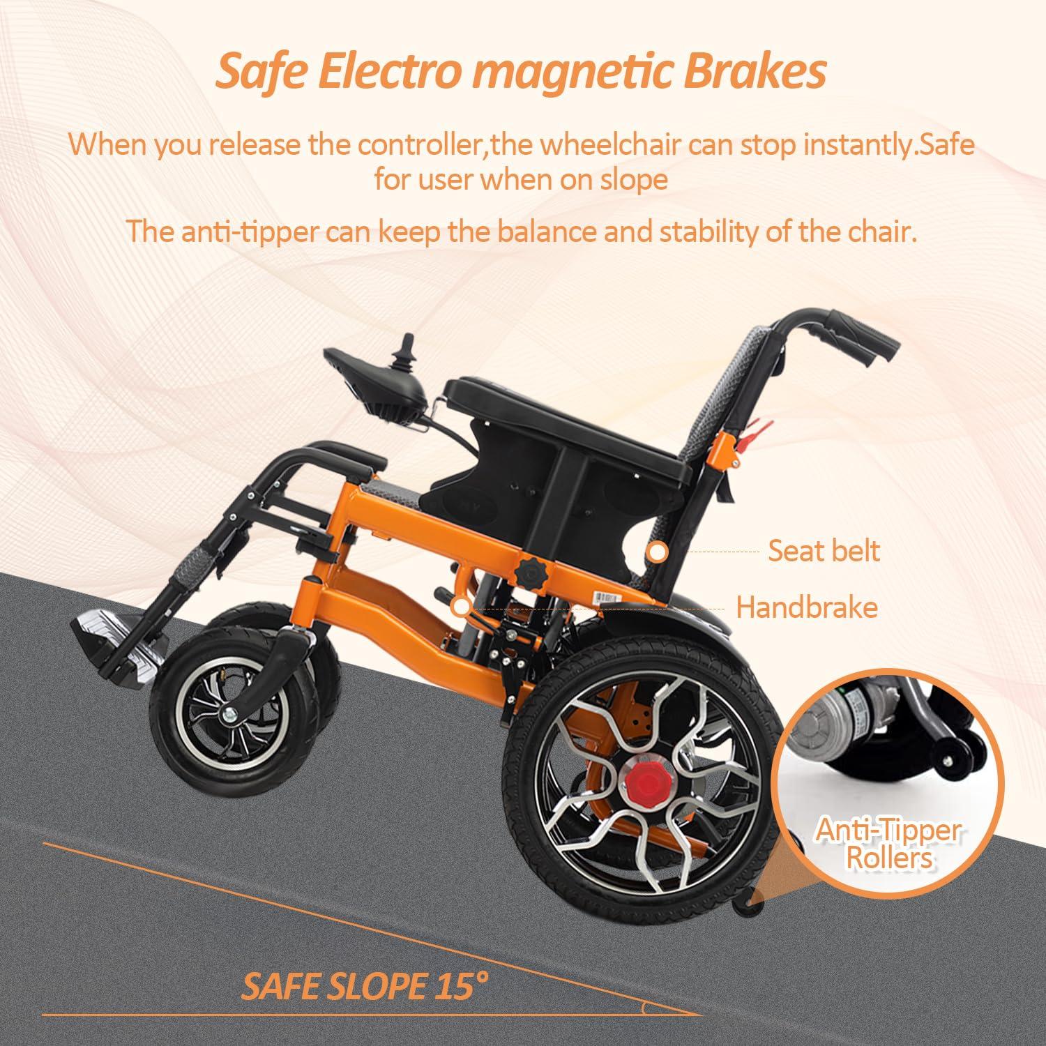 MSFDC Lightweight Electric Wheelchair,Foldable Electric Wheelchairs for Adults,20 Mile Long Travel Range Power Wheelchairs Intelligent Motorized Wheelchair for Seniors,Portable Airline Approved (20in Seat)