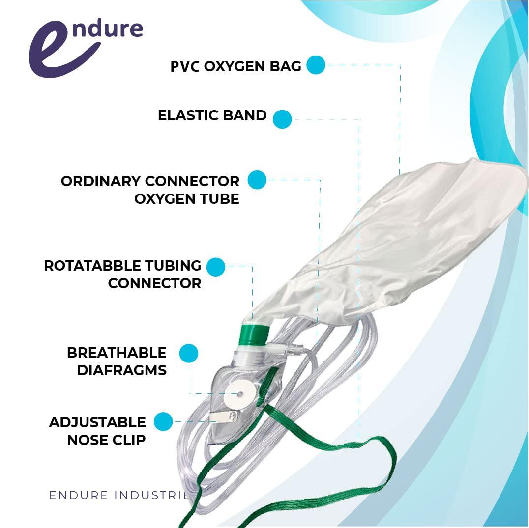 Endure Industries Endure Ind Elongated Non-Rebreathing Oxygen Mask,(Case of 30), Rebreather Oxygen Mask Adult Size