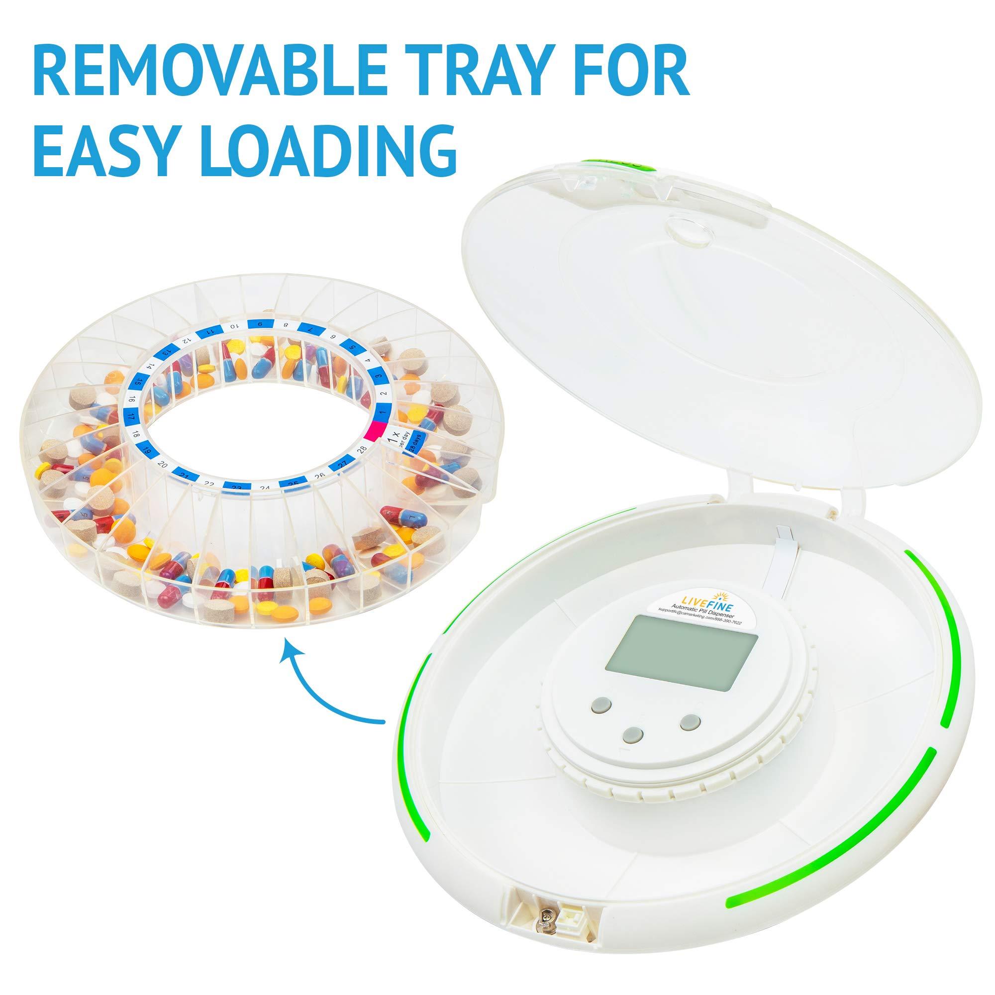 Live Fine Live Fine Automatic Pill Dispenser with 28-Day Electronic Medication Organizer, 6 Dosage Templates, Easy-Read LCD Display, Sound & Light Alerts & Key for Prescriptions, Vitamins, Supplements & More