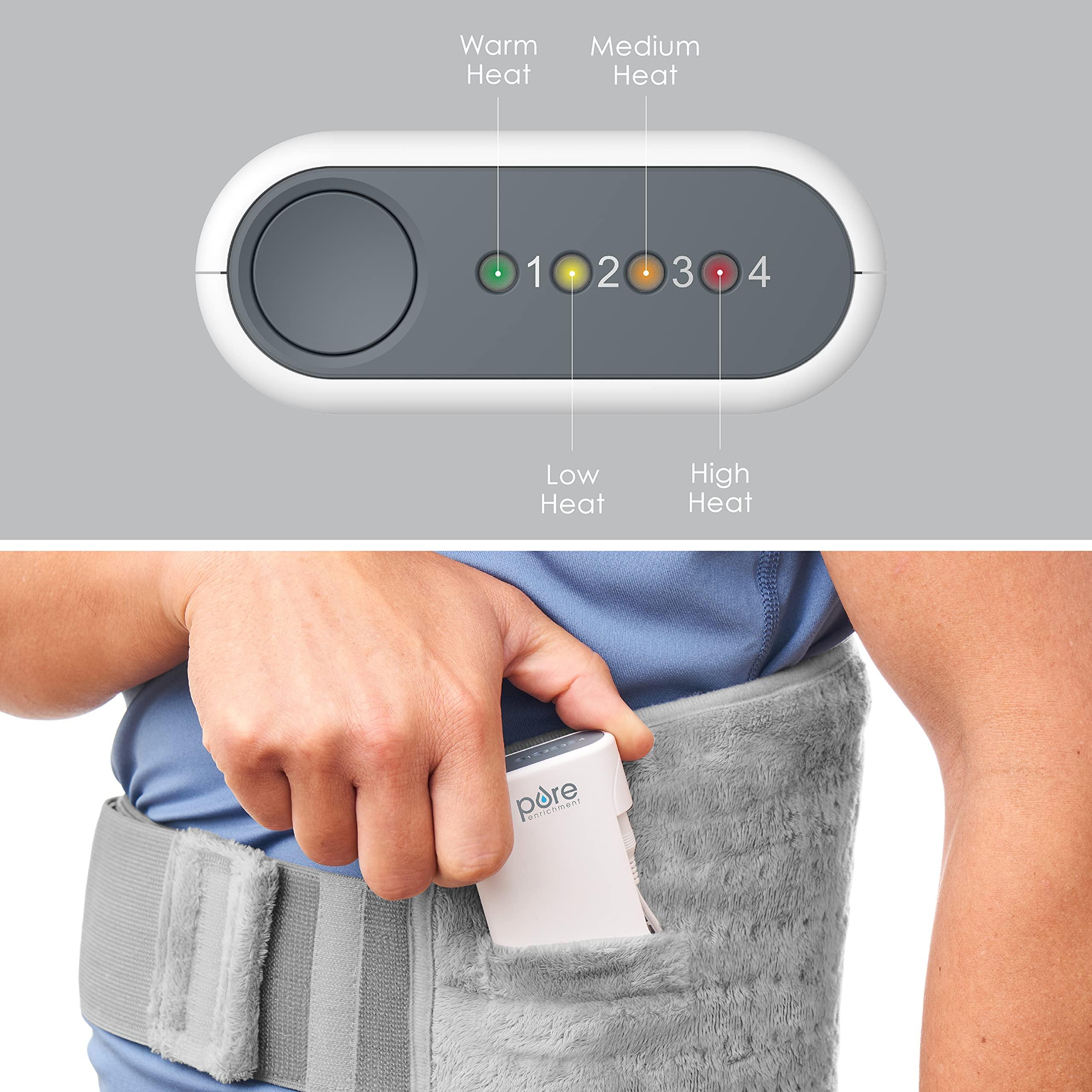 Pure Enrichment Pure Enrichment PureRelief Cordless Lumbar and Abdominal Heating Wrap - 4 Heat Settings, 2-Hour Portable Use, Optional Hot/Cold Gel Pack, Super-Soft Micromink, and Universal Fit Strap