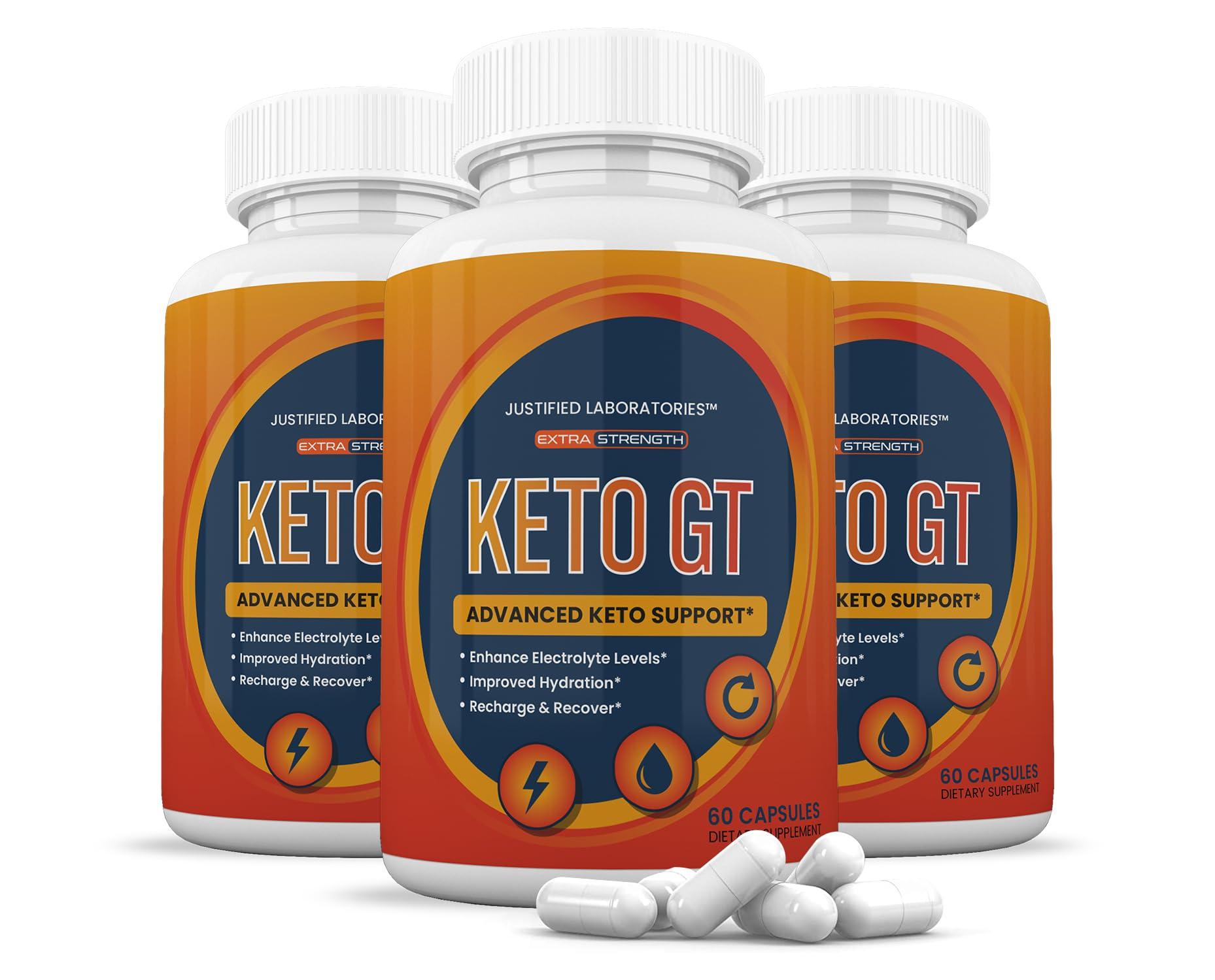 Justified Laboratories (3 Pack) Keto GT Keto Pills 1275MG New & Improved Formula Contains Apple Cider Vinegar Extra Virgin Olive Oil Powder Green Tea Leaf 180 Capsules