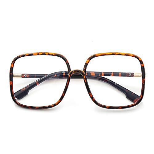 BIGGY BIGGY Oversized Square Blue Light Blocking Glasses - Ultralight Anti Eyestrain | Reduce Eye Strain Nerd Glasses, Reading book/TV/Computer/Gaming Frames for Women Men, Anti UV (rectangle leopard)