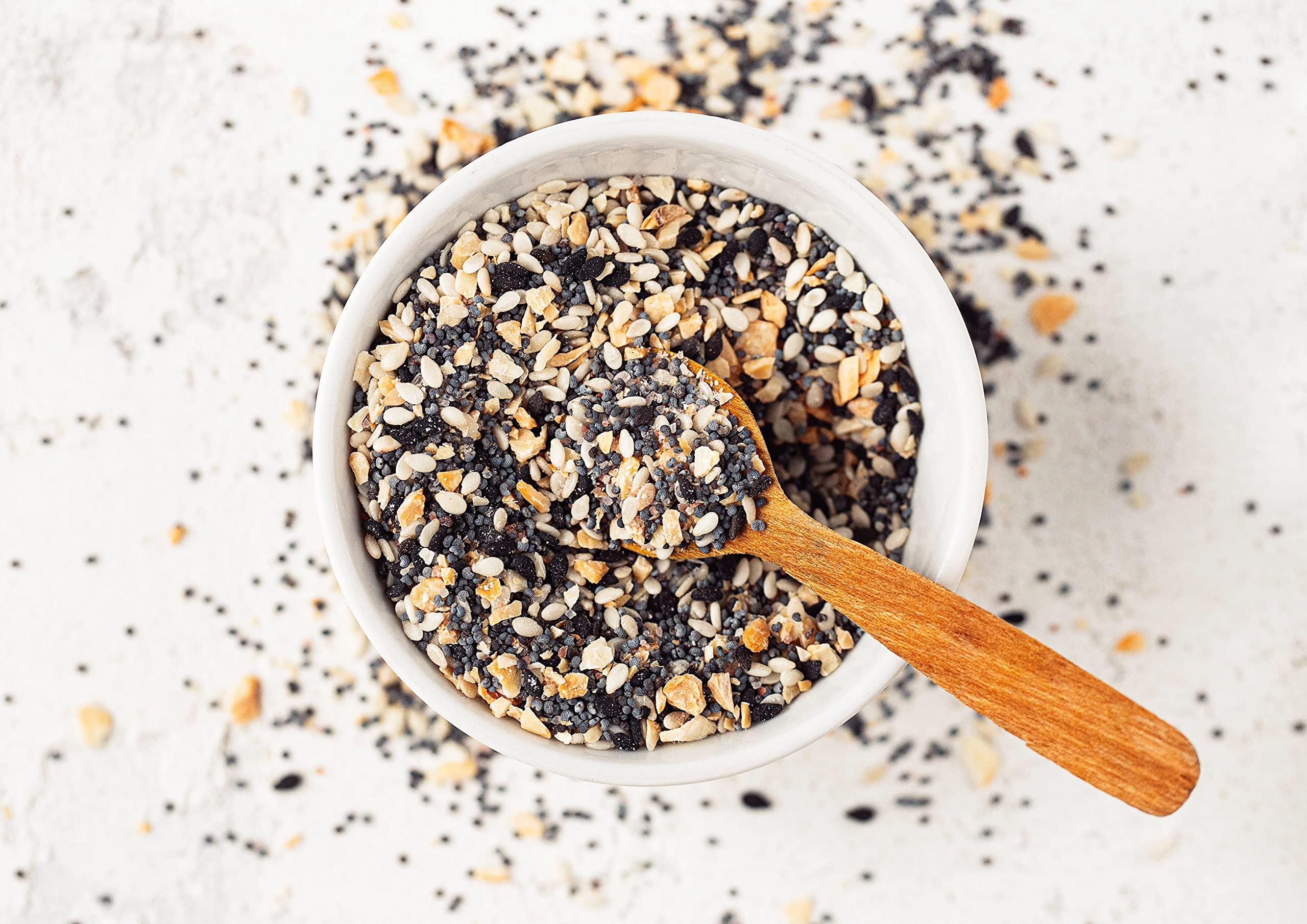 Food to Live Food to Live Everything Bagel Seasoning Mix, 4 Ounces A Blend of White and Black Sesame Seeds, Minced Garlic, Onion, and Himalayan Pink Salt Flakes. Great as a Topping and Baking Ingredient