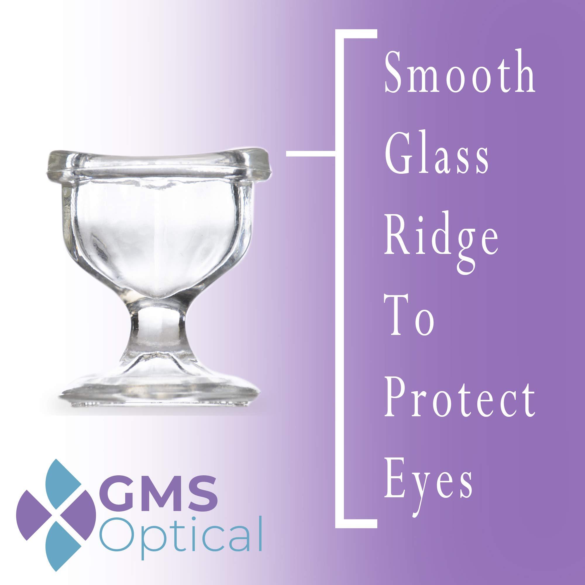 GMS Optical GMS Optical Glass Eye Wash Cup - Soothing Relief from Allergens, Irritants, Makeup, Dust, Dry Eyes and More - Use with Distilled Water or Saline (10 mL Volume)