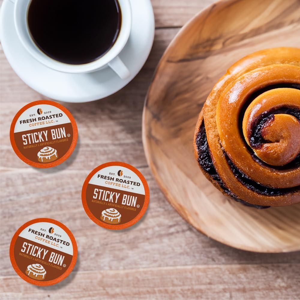 Fresh Roasted Coffee Fresh Roasted Coffee, Sticky Bun, Flavored Coffee Pods, K-Cup Compatible, 24 Count