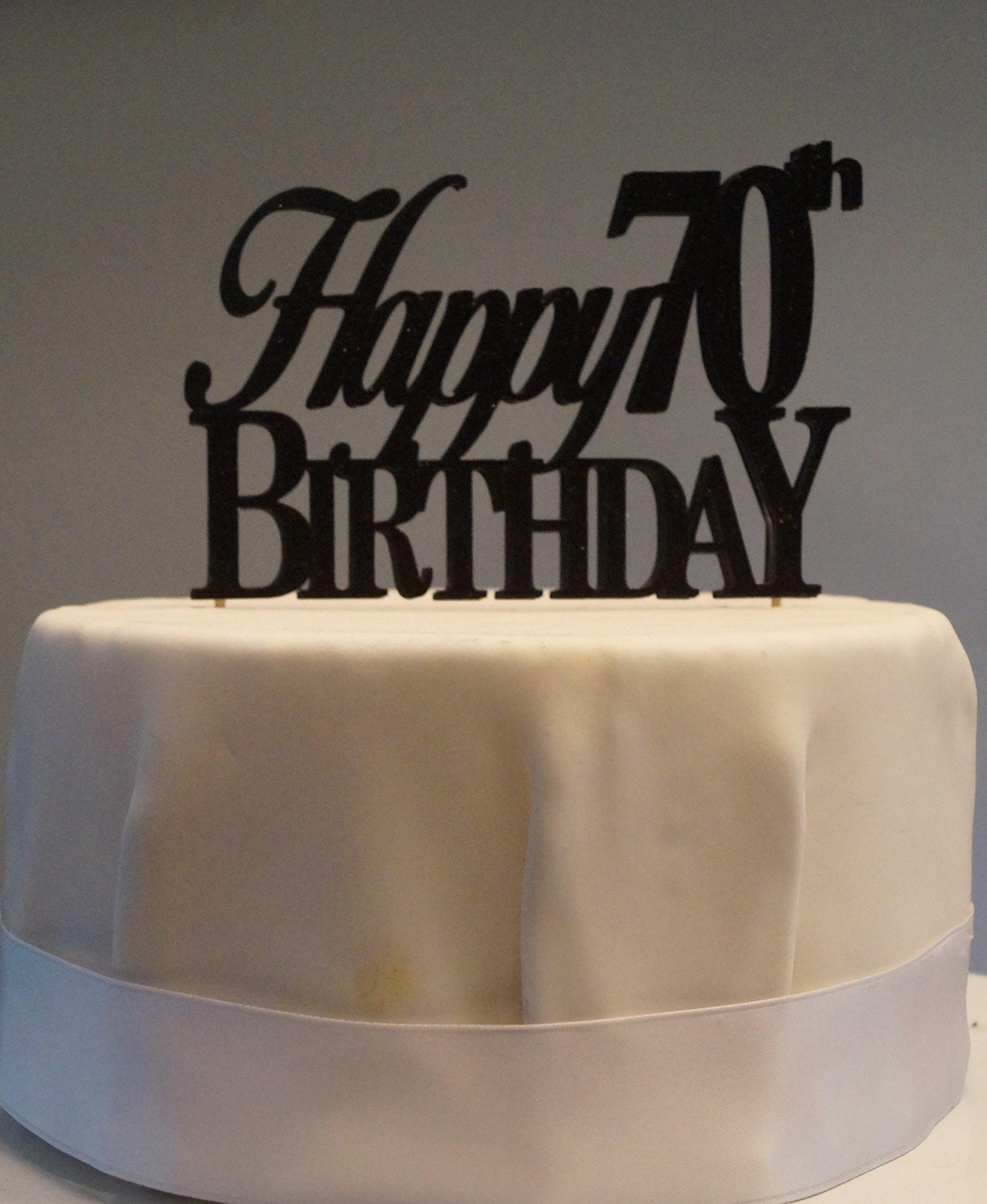 All About Details All About Details Happy 70th birthday Cake Topper,1pc, 70th Birthday, Cake Decoration, Party Decor (Black)