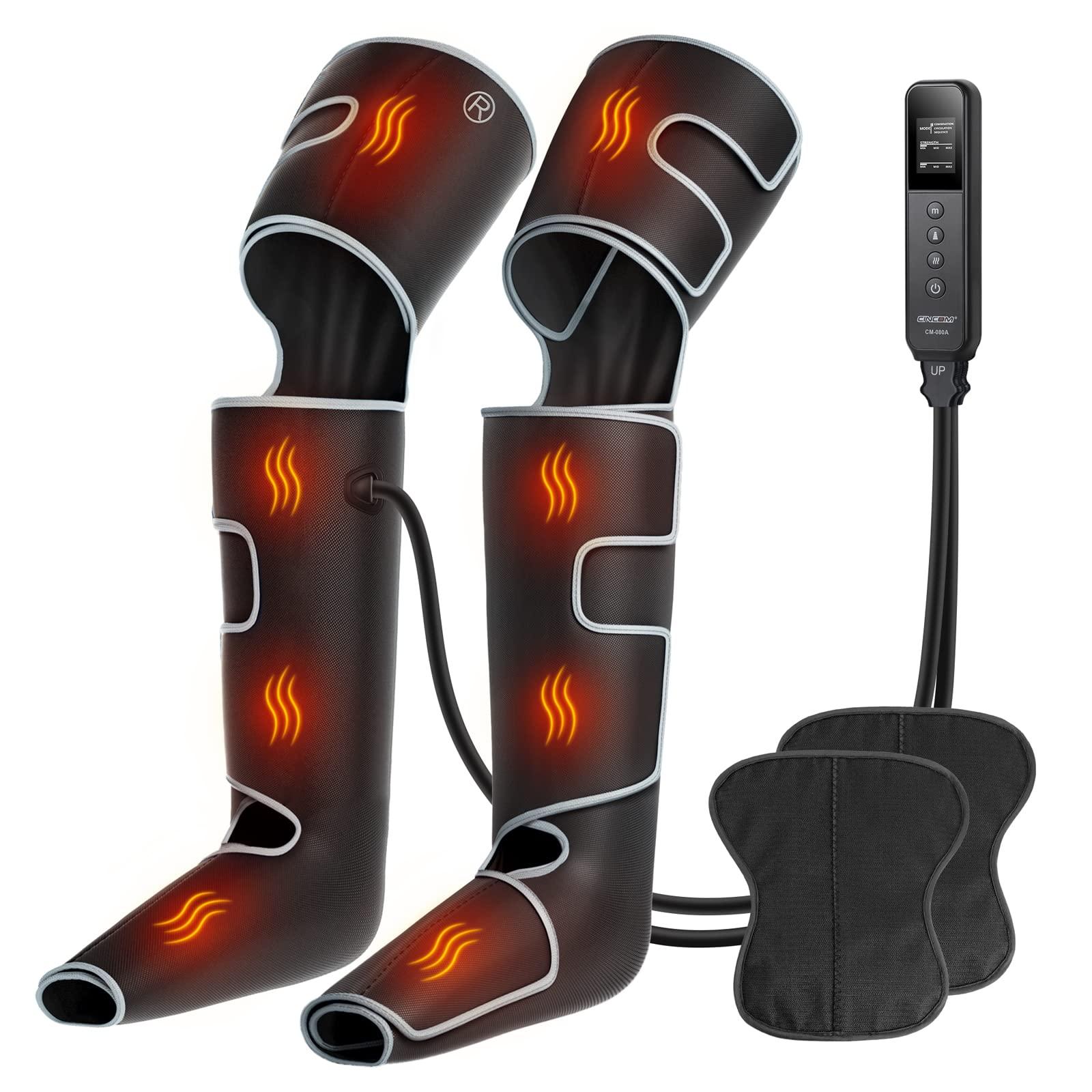 CINCOM CINCOM Leg Massager with Heat, Air Compression Leg Massager for Circulation, Full Leg Massager with 3 Heats 3 Modes 3 Intensities Sequential Compression Device Father\'s Mother\'s Day Gifts