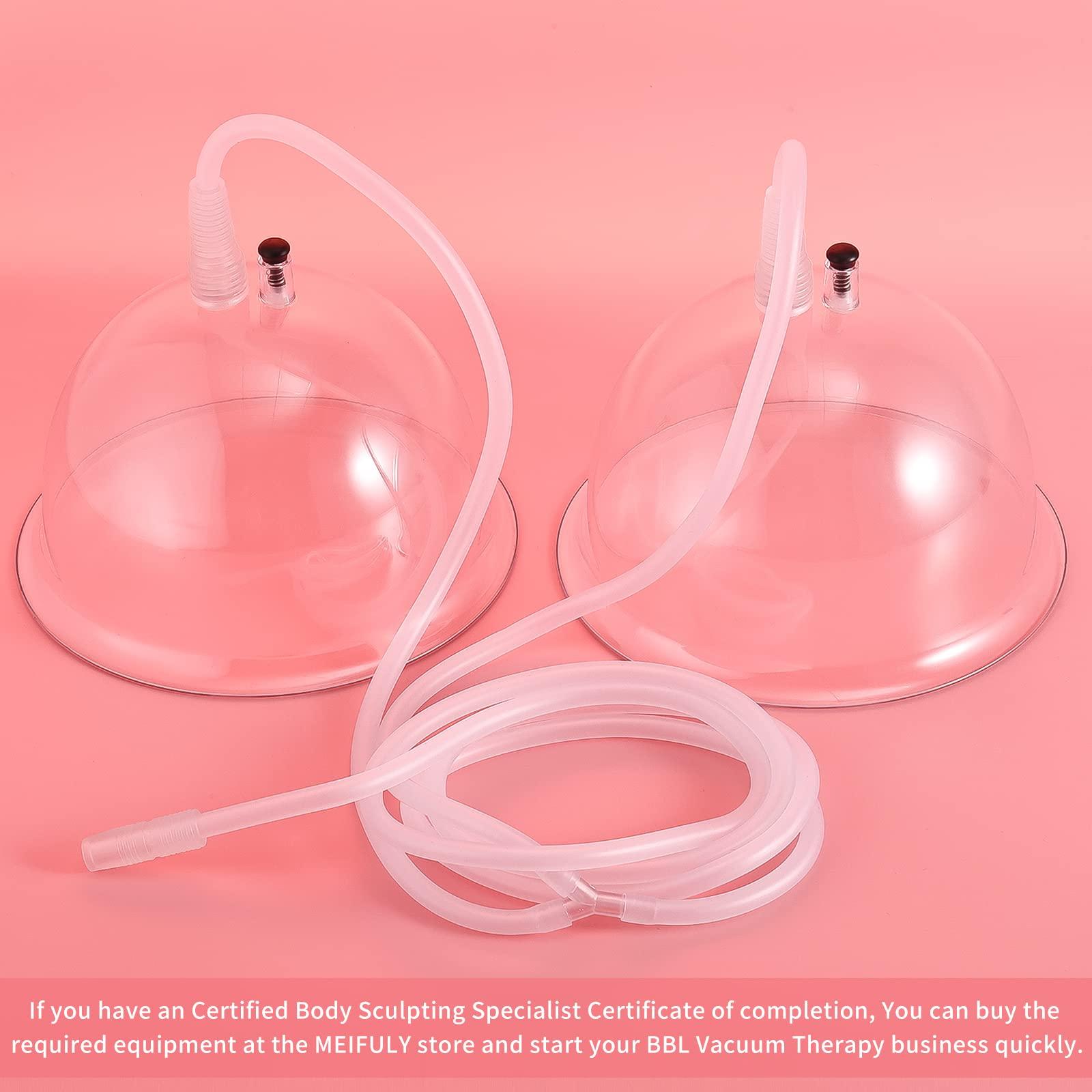 Meifuly Vacuum Cupping Machine Accessories, Meifuly Upgraded Premium 7.28inch Diameter Extra-Large Vacuum Therapy Machine Cups with Y Type Hose (1 Pair)