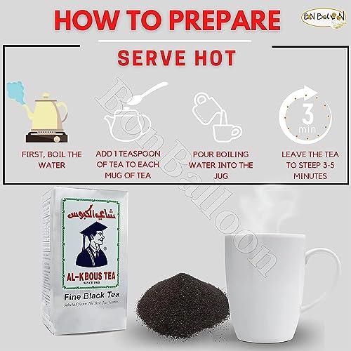 bonballoon Fine Black Tea Al-Kbous Al Kbous Al Kaboos Soft Loose Egyptian Egypt Arab Arabic Natural With Pure Oriental Strong Rich Taste Halal (1 Pack = 7.05 oz / 200 gm)