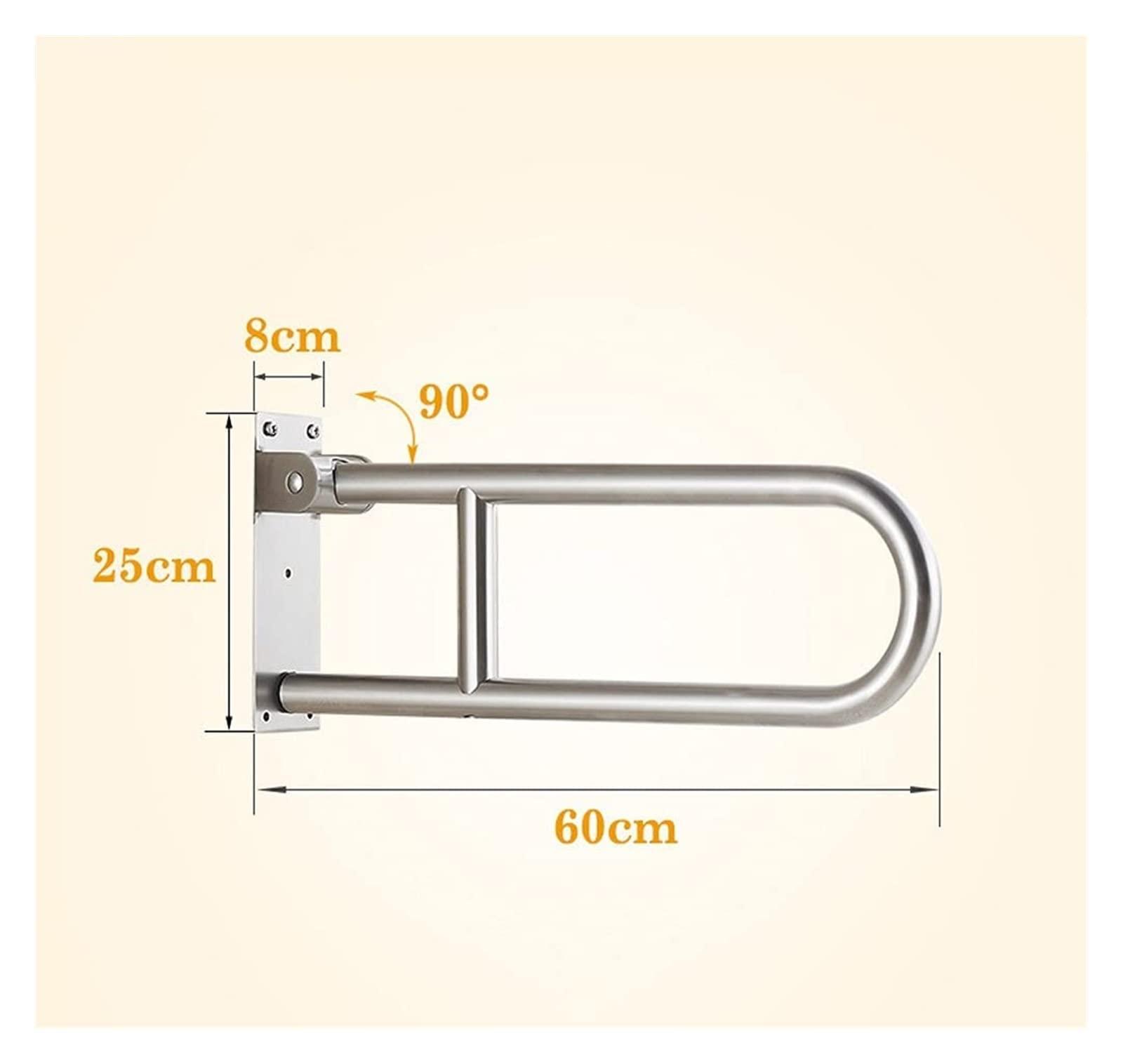 ALDEPO Grab Bars Upturn U-Shaped Safety Handrail, 304 Stainless Steel Foldable Toilet Grab Bar, Wall-Mounted Bathroom Anti-Slip Folding Grab Rail, Elderly Support Handle ( Color : Brushed , Size : 60cm )