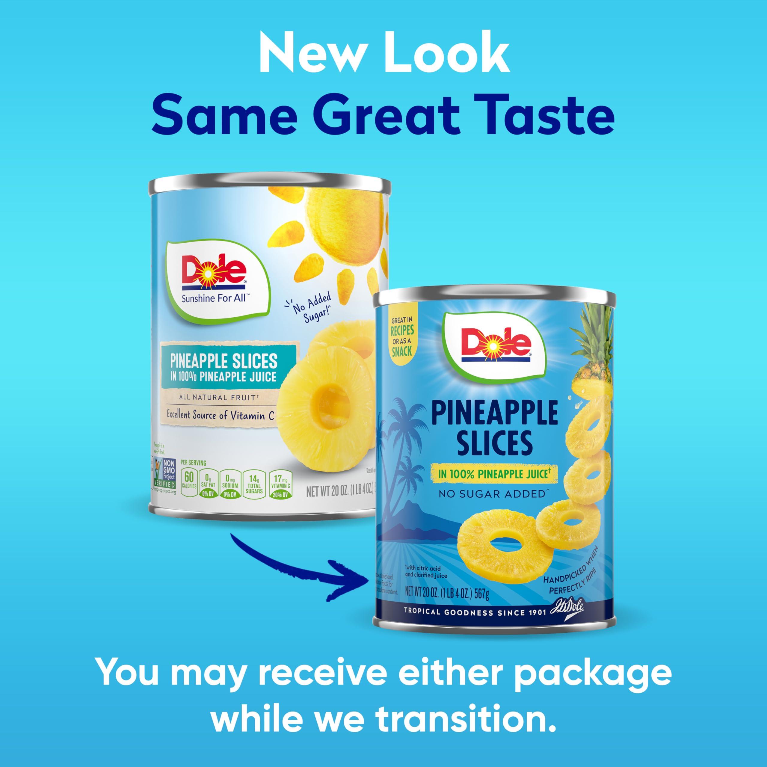 Dole Dole Pineapple Slices in 100% Pineapple Juice with No Sugar Added - Dole Canned Fruit - 20 oz Cans - 12 Pack