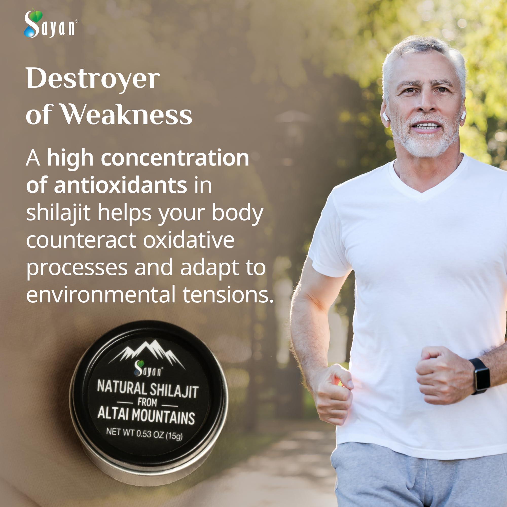 Sayan Sayan Pure Authentic Altai Shilajit Resin - 30 Grams, 4 Month Supply - High Efficacy Organic Fulvic Acid Supplement for Women and Men to Support Immune System, Energy, & Detox - Vegan, Non-GMO