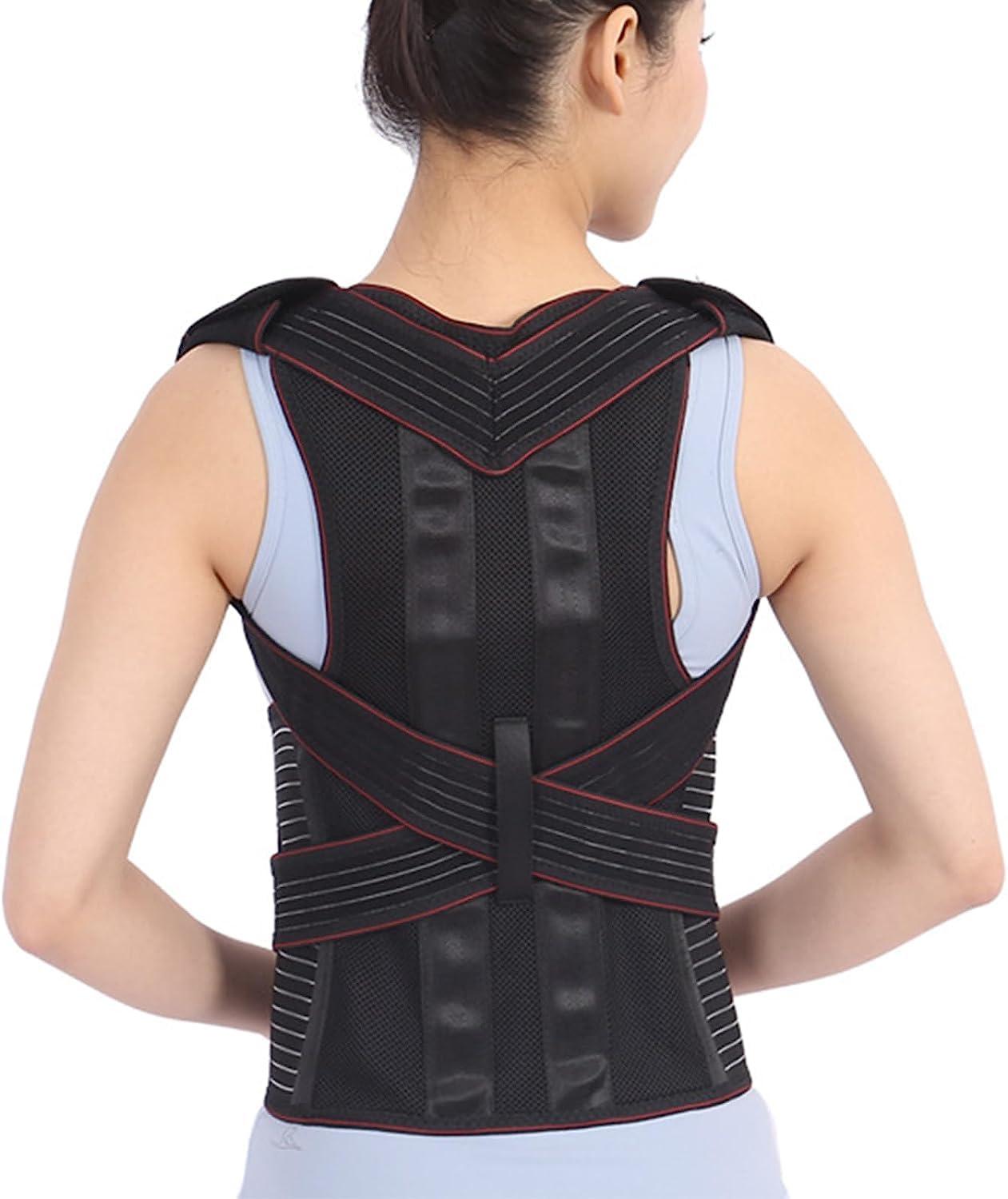 GHAKKE Adjustable Full Back Support Brace Posture Corrector For Men And Women, Comfortable Upper And Lower Back Support Belt, Providing Pain Relief From Neck Back Shoulder Clavicle ( Color : Black , Size : S