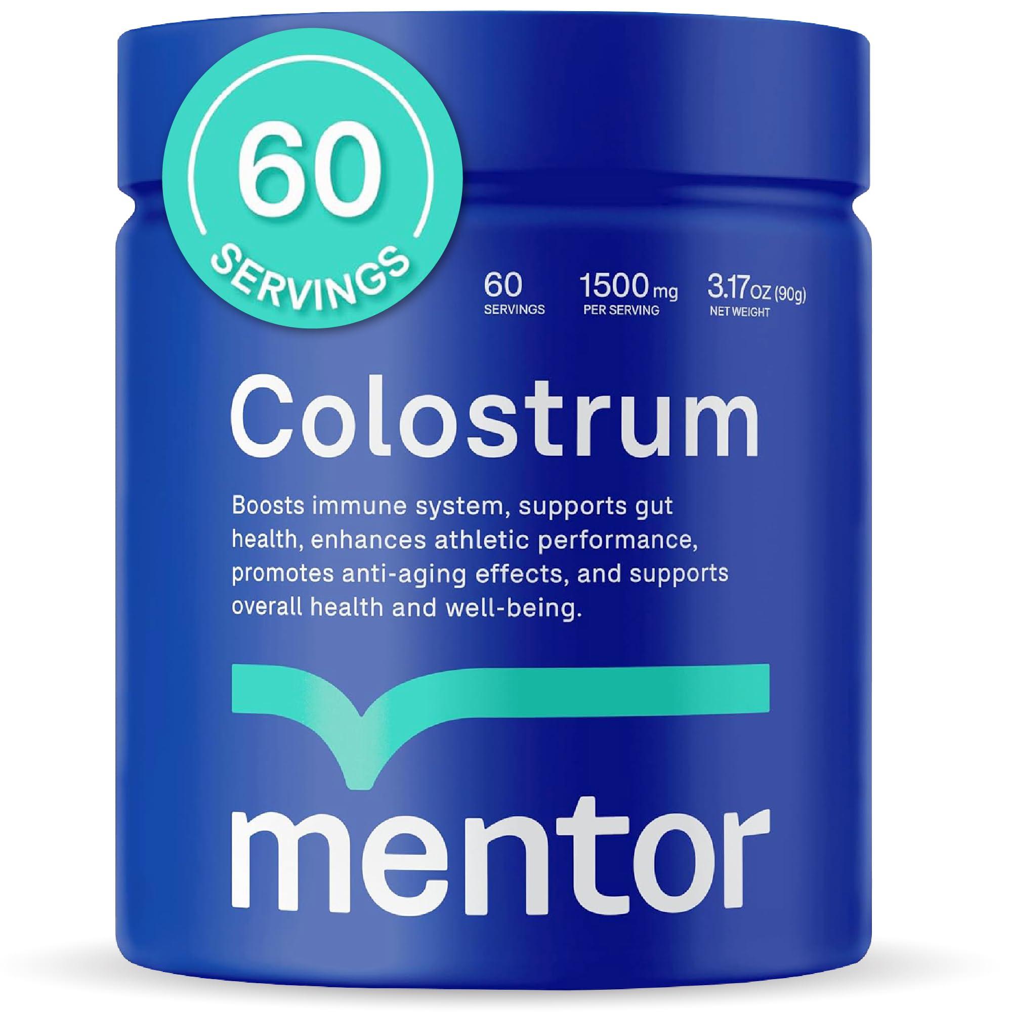 Mentor Mentor Colostrum Powder Supplement for Humans - Organic Bovine Colostrum Supplement for Gut Health, Hair Growth, Beauty, and Immune Support - Colostrum Protein