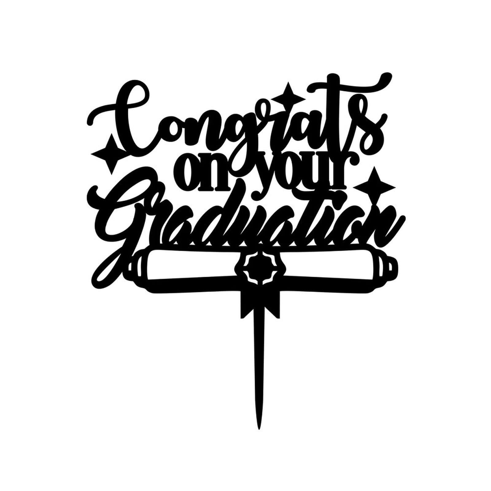 lutieger Graduate Cake Topper Congrats on Your Graduation For High School Graduation Cake Decorations Cake Topper Graduation Hat Graduation Gifts For Him/Her For Son/Daughter Acrylic Black