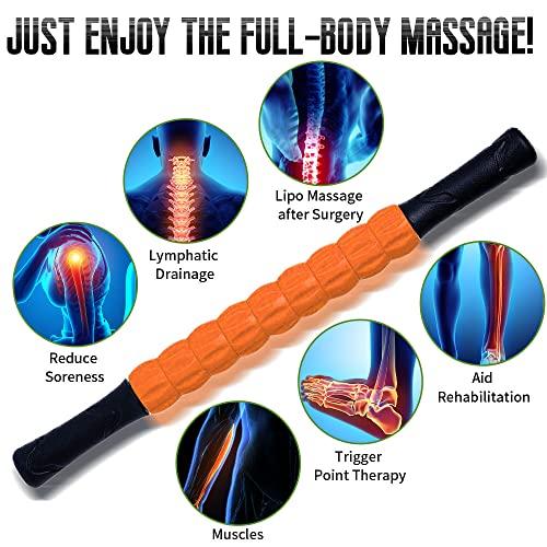 SALIHERI Muscle Roller, Lipo Roller Lymphatic Massager Lipo Massager After Surgery Recovery Muscle Roller Stick Muscle Roller for Legs Massager Roller for Muscles Deep Tissue, Lymphatic Drainage, Orange/Black