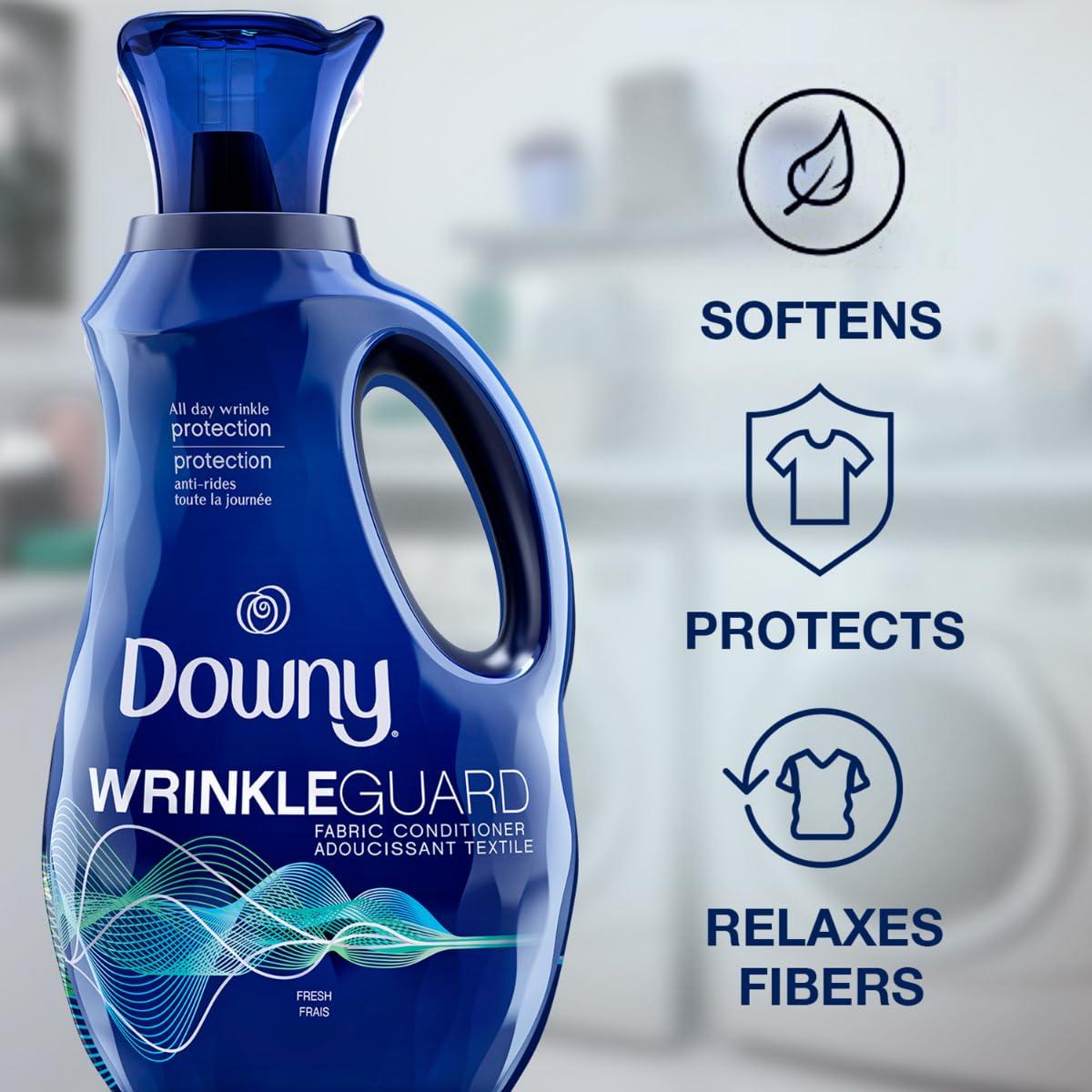 Downy Downy WrinkleGuard Liquid Fabric Softener and Conditioner, Fresh, 48 fl oz 48 Loads, Pack of 2