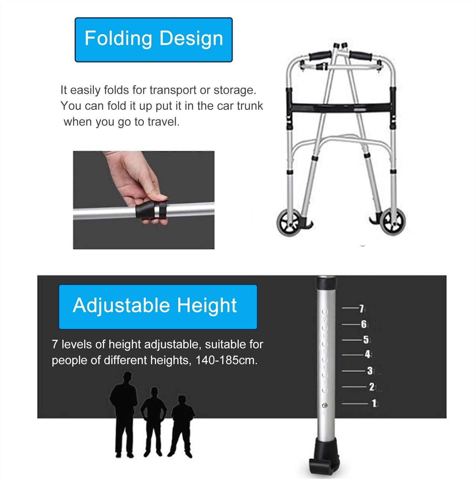 WRRQCVAL Stand Upright Walker with Padded Armrests, Heavy Duty Walker with Seat & 4 Wheels, for Seniors/Tall People, Adjustable Height Decoration
