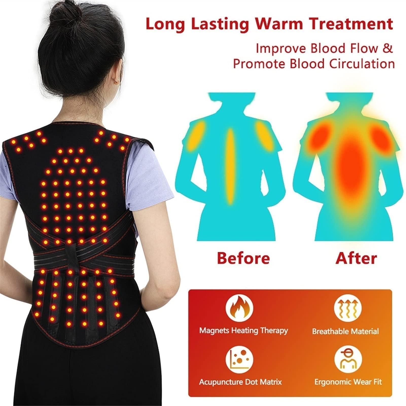 ANRIO ANRIO Self-Heating Back Brace for Middle-Aged and Elderly Men Women Keeping Warm Posture Corrector Magnetic Therapy Health Care Post Surgery Full Back Waist Shoulder Lumbar Support Belts