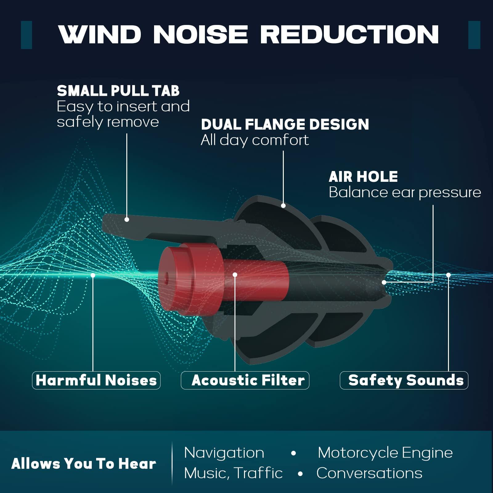 softvox Softvox Motorcycle Earplugs with Detachable Cord 2 Pairs, Wind Noise Reduction Audible Hearing Protection, Comfy Reusable Ear Plugs for Moto, Racing, Motorbike, Motorsports, Touring, Riding, Shooting