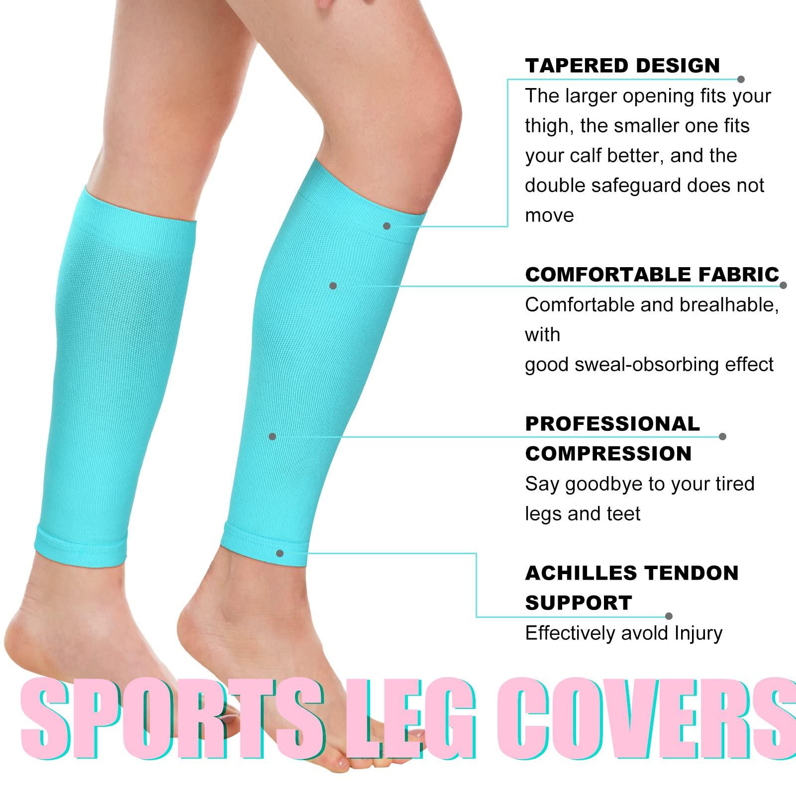 Sosation 6 Pairs Calf Compression Sleeve Women Footless Compression Stockings Elastic Leg Sleeve for Running Nurse Pregnant (Small)