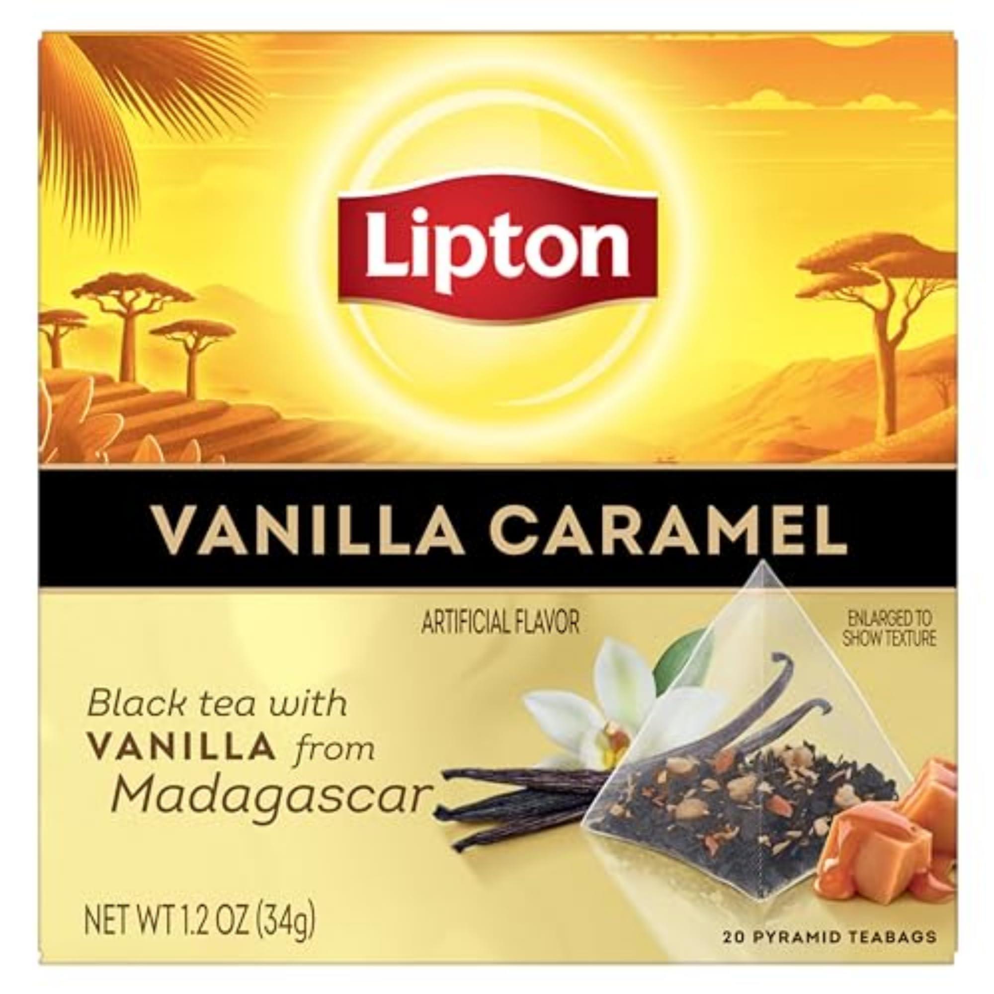 Lipton Lipton Black Tea Vanilla Caramel, Pyramid Tea Bags, Flavored Teabags for a Refreshing Cup of Tea, 20 Total Tea Bags