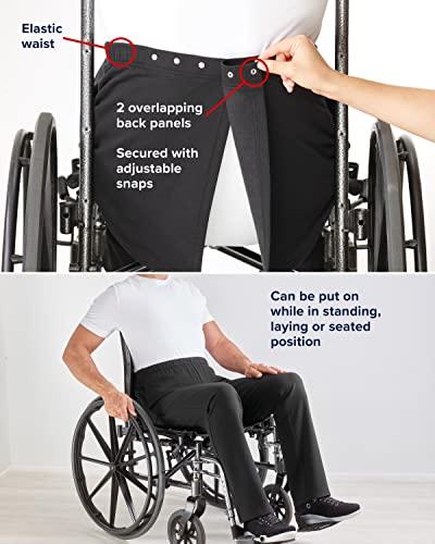 Silvert's Adaptive Clothing & Footwear Men’s Open-Back Adaptive Cotton Trouser Pant - Slate Gray LGE