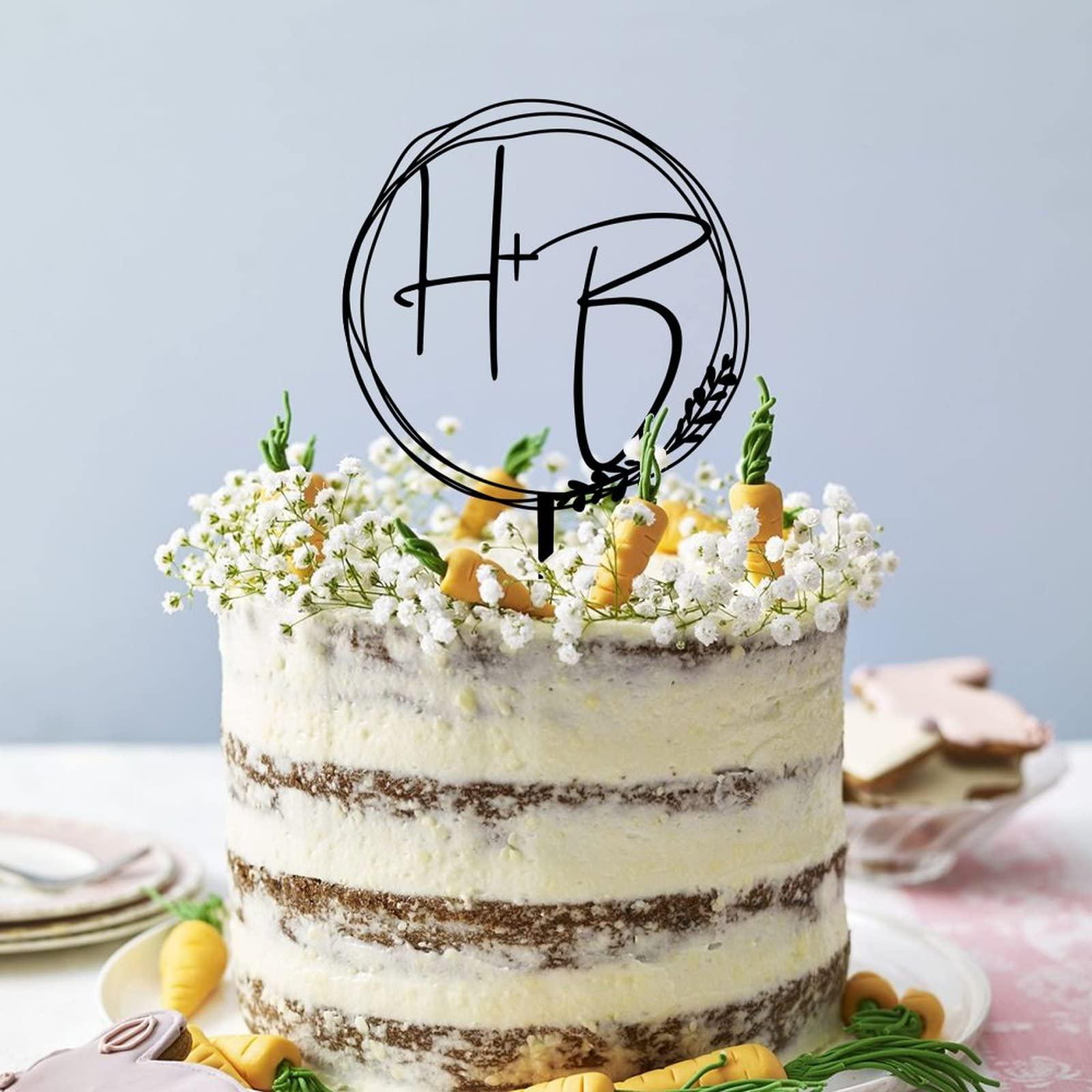 NoneQeleve Personalized Initials Wedding Cake Toppers,Custom Letter Cake Topper,Monogram Wedding Cake Toppers ,Acrylic Cake Topper Speical Event Decor