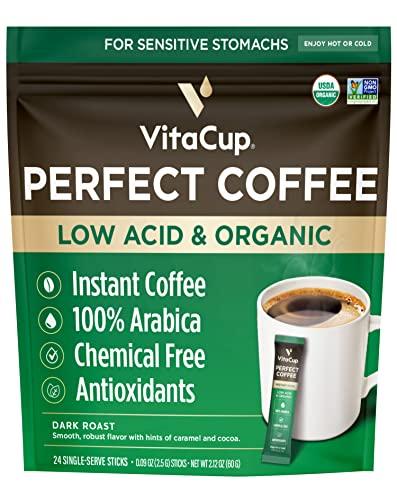 VitaCup VitaCup Perfect Low Acid Coffee Bundle, Pure & Smooth USDA Organic & Fair Trade, Mycotoxin Free, Dark Roast | 24 CT Pods & 24 CT Instant Coffee Packets