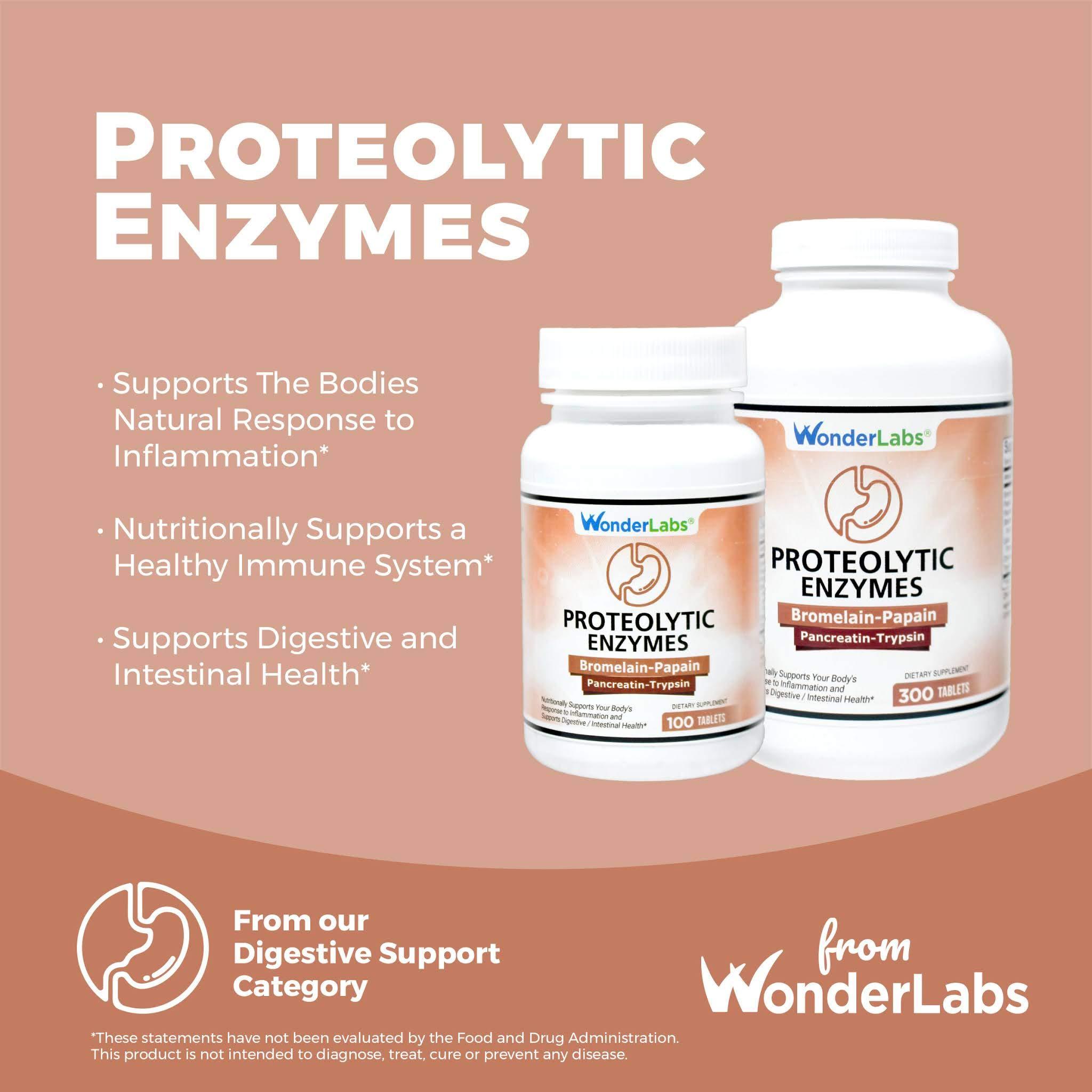 Wonder Laboratories Wonder Laboratories Proteolytic Enzymes | Bromelain Papain Pancreatin Trypsin 550 mg Total with Standardized Amylase, Lipase, and Protease, 300 Tablets