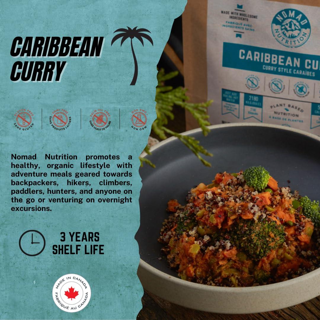 NOMAD NUTRITION Nomad Nutrition Caribbean Curry | Instant Freeze Dried Backpacking & Camping Food | Plant-Based, Non-GMO Hiking Meals with High-Energy, Vegan, Gluten-Free | 112g - 1 Pack
